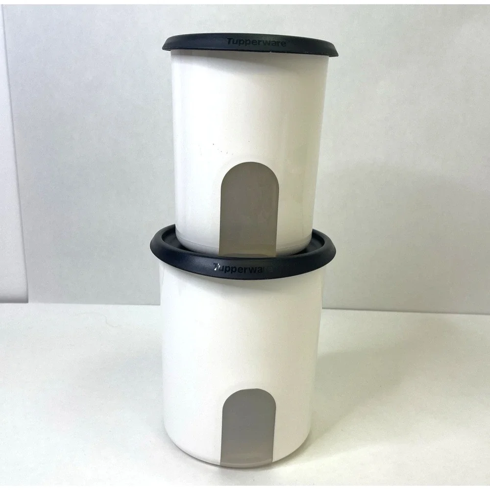 Tupperware One Touch Nesting Canisters W/Green Lids‎ 2420D & 2422B Size A & B